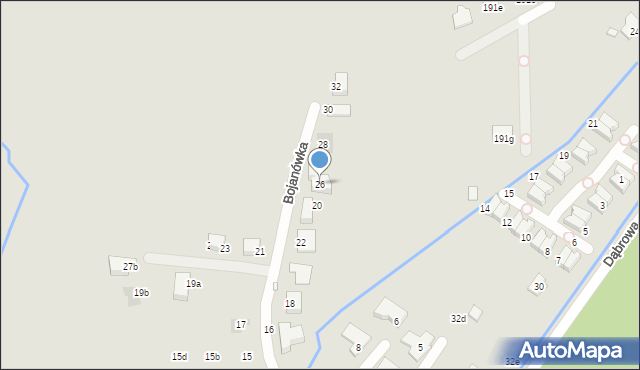 Kraków, Bojanówka, 26, mapa Krakowa