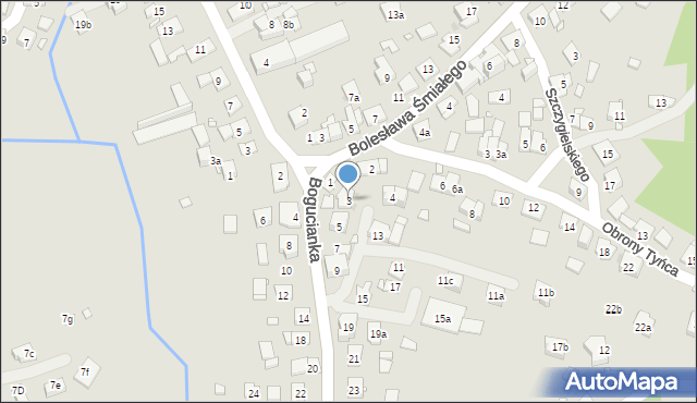 Kraków, Bogucianka, 3, mapa Krakowa