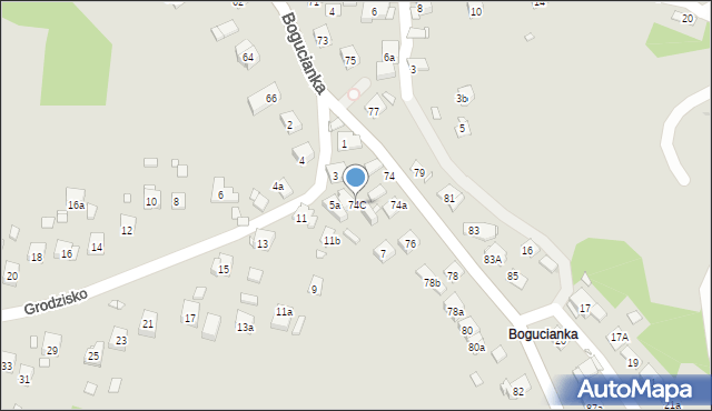 Kraków, Bogucianka, 74C, mapa Krakowa