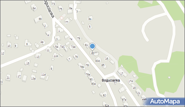 Kraków, Bogucianka, 83, mapa Krakowa