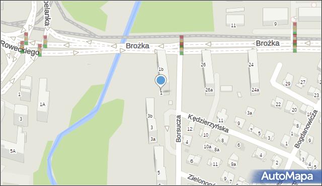 Kraków, Borsucza, 1, mapa Krakowa