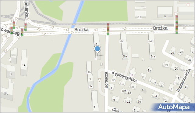 Kraków, Borsucza, 1a, mapa Krakowa