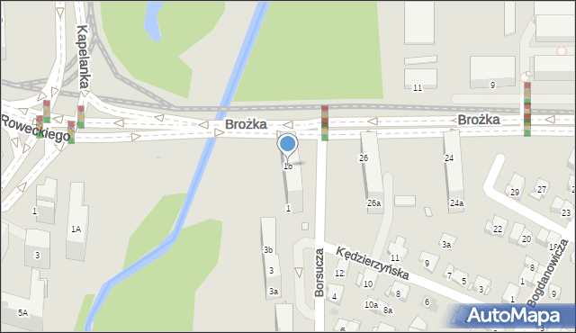 Kraków, Borsucza, 1b, mapa Krakowa