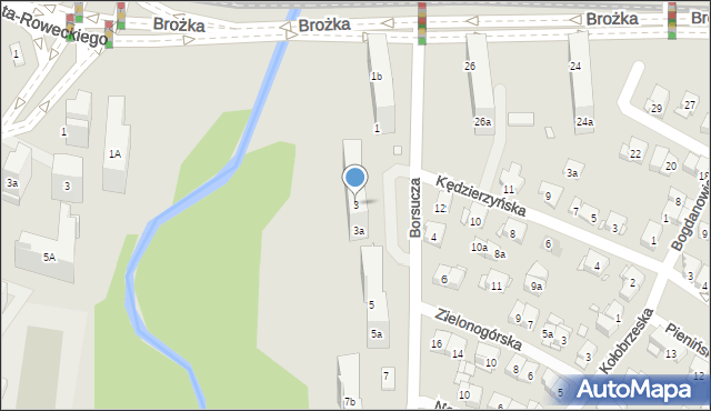 Kraków, Borsucza, 3, mapa Krakowa