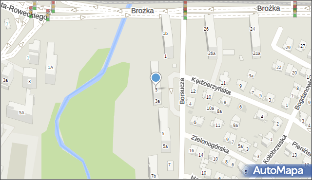 Kraków, Borsucza, 3, mapa Krakowa