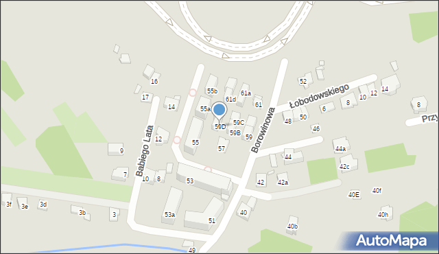 Kraków, Borowinowa, 59D, mapa Krakowa