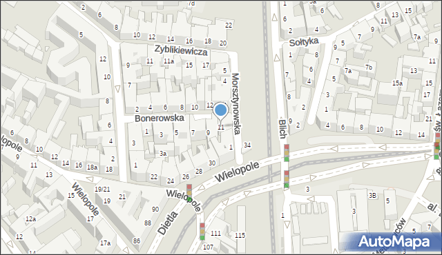 Kraków, Bonerowska, 11, mapa Krakowa