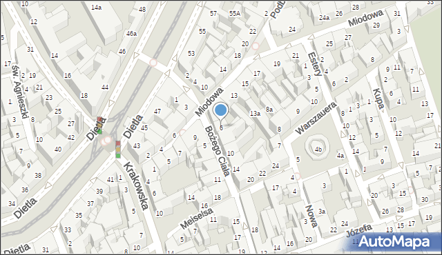 Kraków, Bożego Ciała, 6, mapa Krakowa