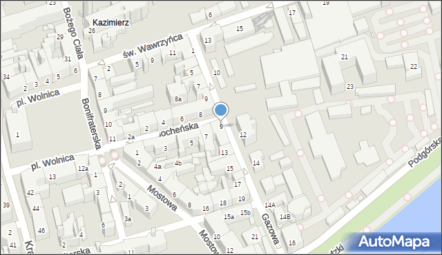 Kraków, Bocheńska, 9, mapa Krakowa