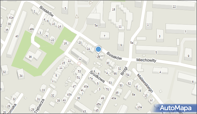 Kraków, Bosaków, 28, mapa Krakowa