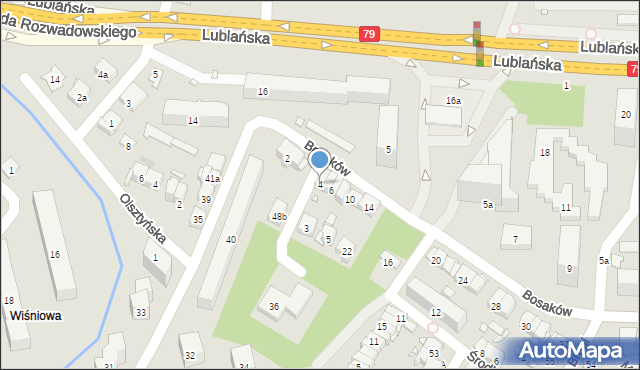 Kraków, Bosaków, 4, mapa Krakowa