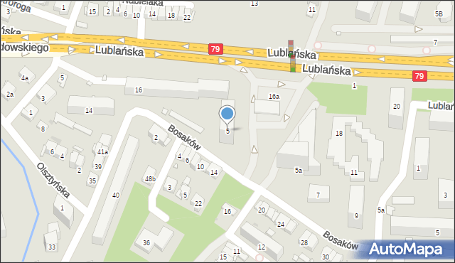 Kraków, Bosaków, 5, mapa Krakowa