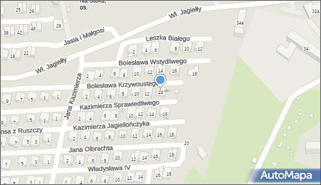 Kraków, Bolesława Krzywoustego, 14, mapa Krakowa