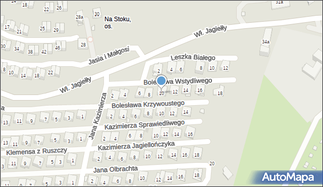 Kraków, Bolesława Wstydliwego, 10, mapa Krakowa