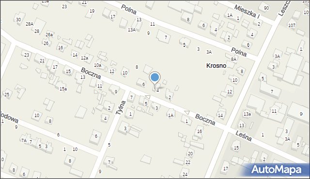 Krosno, Boczna, 4A, mapa Krosna