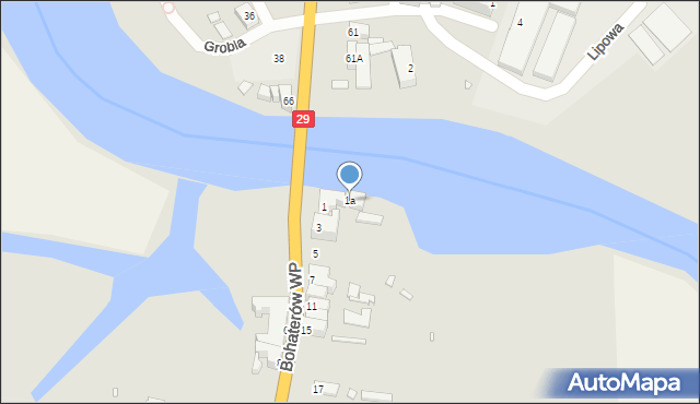 Krosno Odrzańskie, Bohaterów Wojska Polskiego, 1a, mapa Krosno Odrzańskie