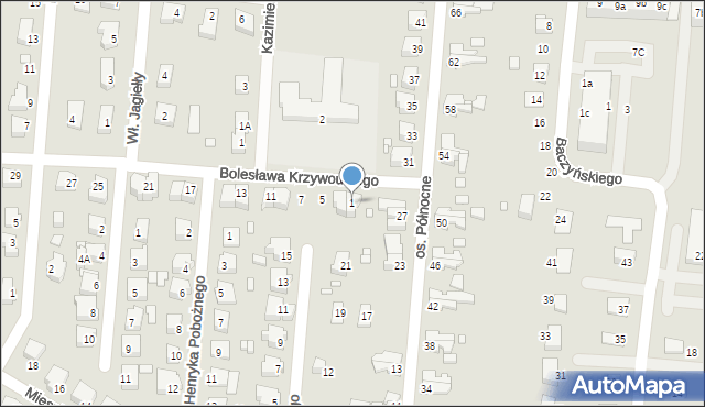 Krosno Odrzańskie, Bolesława Krzywoustego, 1, mapa Krosno Odrzańskie