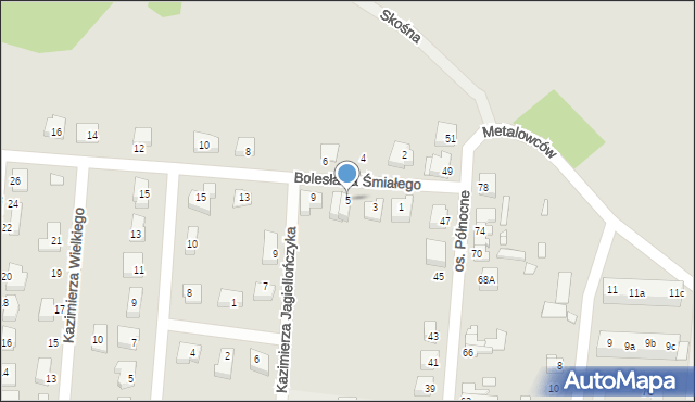 Krosno Odrzańskie, Bolesława Śmiałego, 5, mapa Krosno Odrzańskie
