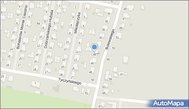 Krotoszyn, Bolewskiego, 44, mapa Krotoszyna