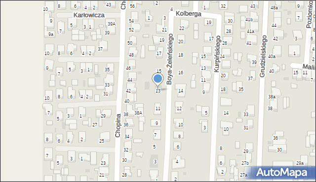 Krotoszyn, Boya-Żeleńskiego Tadeusza, 13, mapa Krotoszyna