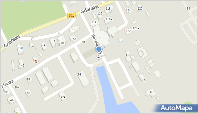 Krynica Morska, Bosmańska, 2, mapa Krynica Morska