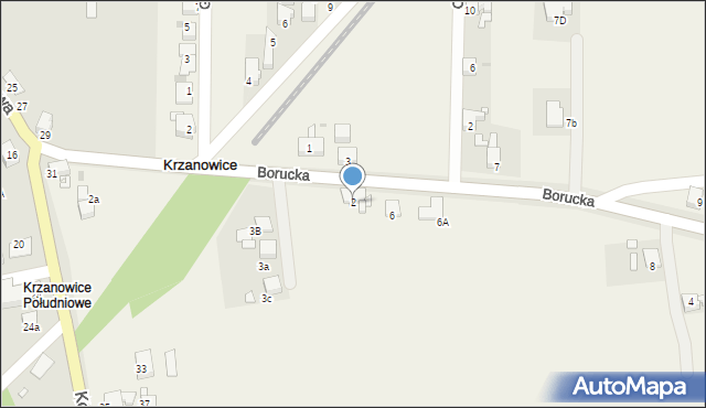 Krzanowice, Borucka, 2, mapa Krzanowice