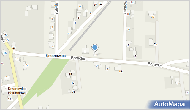 Krzanowice, Borucka, 3, mapa Krzanowice