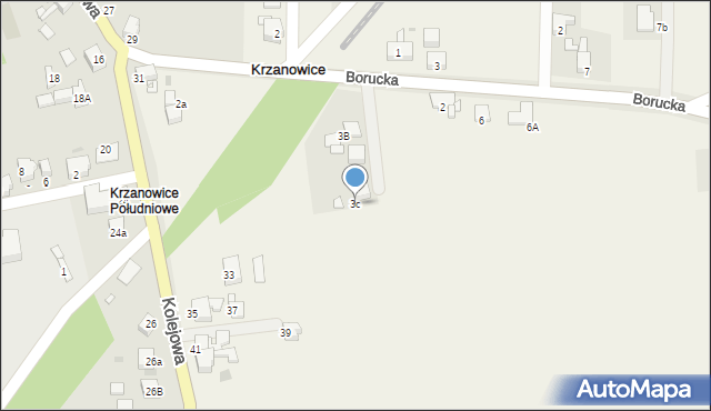 Krzanowice, Borucka, 3c, mapa Krzanowice