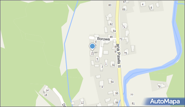 Krzyżowa, Borowa, 11, mapa Krzyżowa