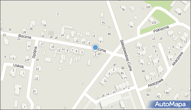 Kutno, Boczna, 1, mapa Kutno