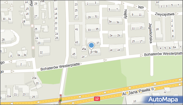 Leszno, Bohaterów Westerplatte, 1f, mapa Leszno