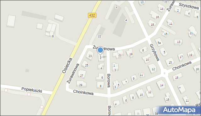 Leszno, Borowa, 2, mapa Leszno