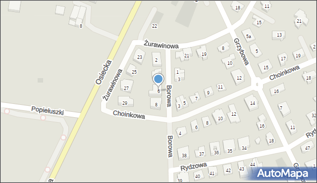 Leszno, Borowa, 6, mapa Leszno