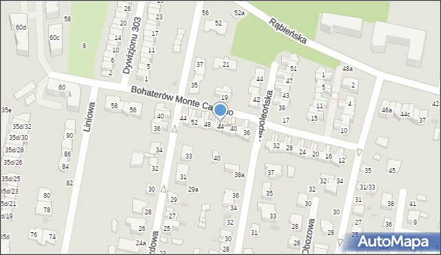 Łódź, Bohaterów Monte Cassino, 44, mapa Łodzi