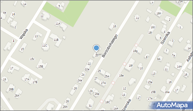 Łomianki, Borzobohatego Wojciecha, gen., 20, mapa Łomianki