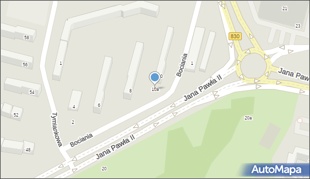 Lublin, Bociania, 10a, mapa Lublina