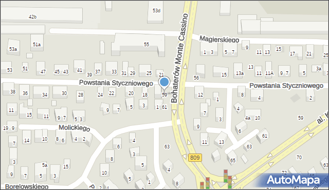 Lublin, Bohaterów Monte Cassino, 59, mapa Lublina