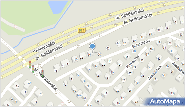 Lublin, Botaniczna, 18, mapa Lublina