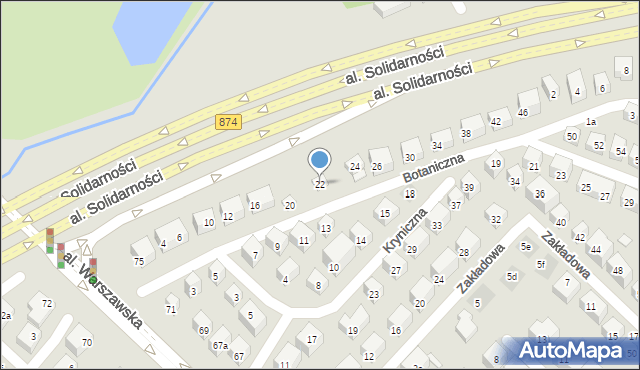 Lublin, Botaniczna, 22, mapa Lublina