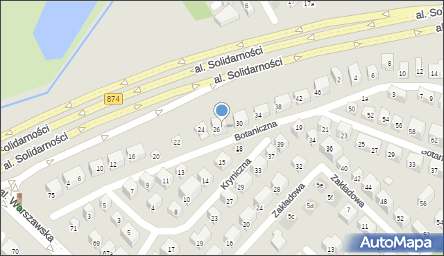 Lublin, Botaniczna, 28, mapa Lublina