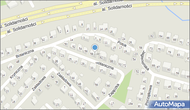 Lublin, Botaniczna, 60, mapa Lublina