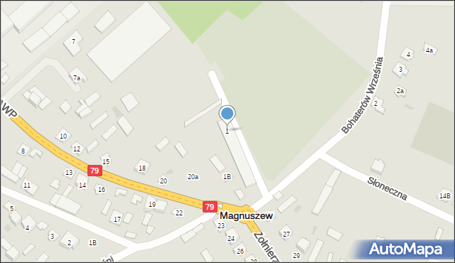 Magnuszew, Bohaterów Września, 1, mapa Magnuszew