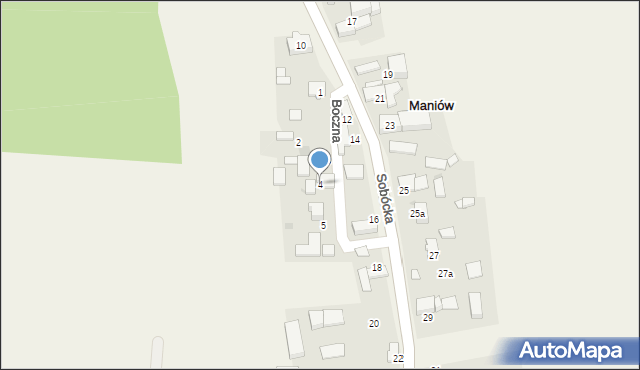 Maniów, Boczna, 4, mapa Maniów