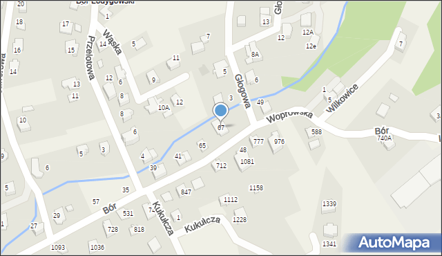 Meszna, Bór, 67, mapa Meszna