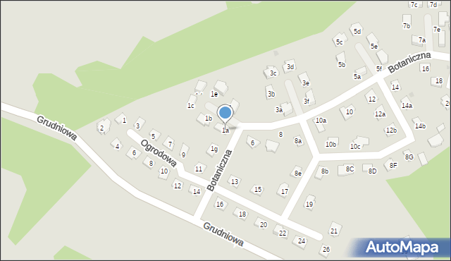Mikołów, Botaniczna, 1a, mapa Mikołów
