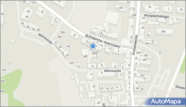 Mrągowo, Bohaterów Warszawy, 11b, mapa Mrągowo