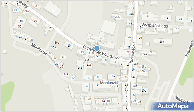 Mrągowo, Bohaterów Warszawy, 7a, mapa Mrągowo