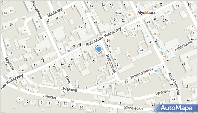 Myślibórz, Bohaterów Warszawy, 18A, mapa Myślibórz