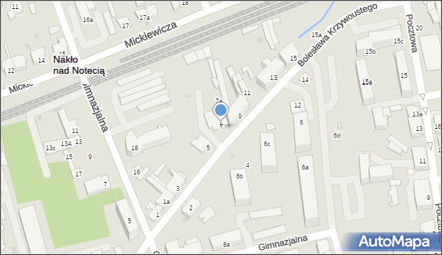 Nakło nad Notecią, Bolesława Krzywoustego, 7, mapa Nakło nad Notecią