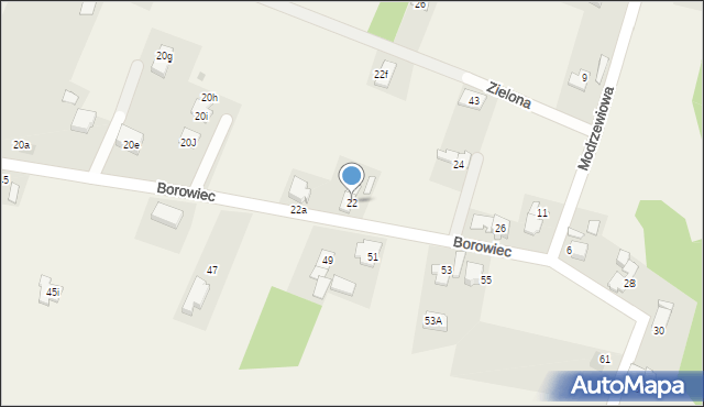 Nędza, Borowiec, 22, mapa Nędza